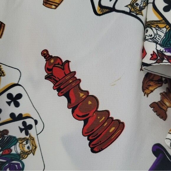 Vintage button front cards chess games crown novelty print blouse size 16w - Picture 6 of 6